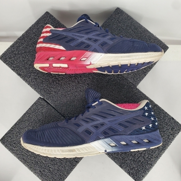 Asics Shoe Men's 12 FuzeX Patriotic USA Flag Running Sneakers T6K0N - Picture 10 of 10